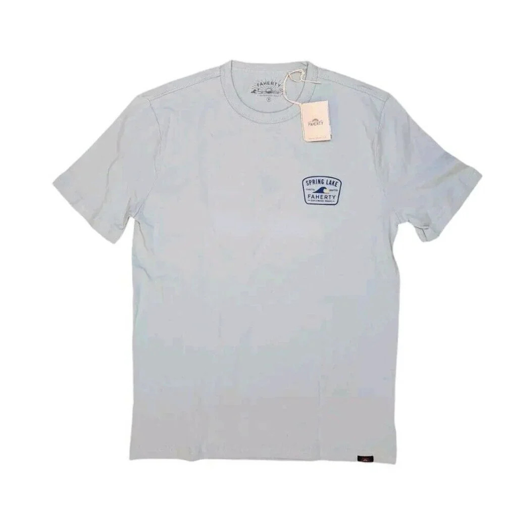 Faherty Spring Lake Short Sleeve Crew T-shirt Seafoam Men's Size Small Casual T